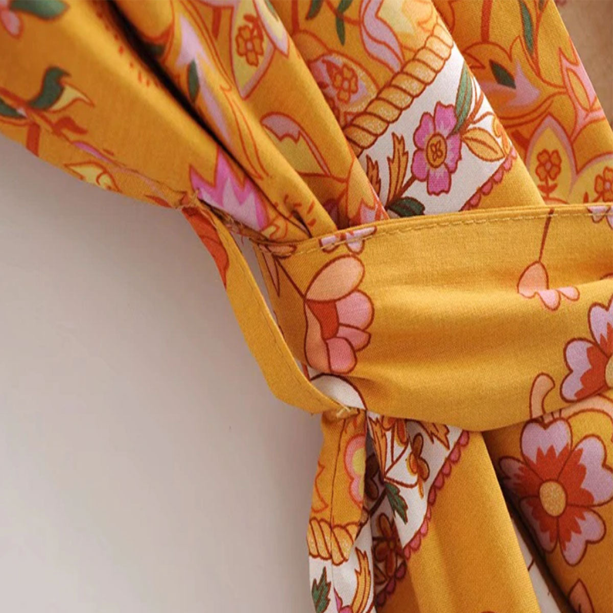Golden Orange Boho Short Robe
