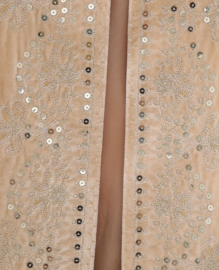 Cream Boho Sequin Embroidered Vest