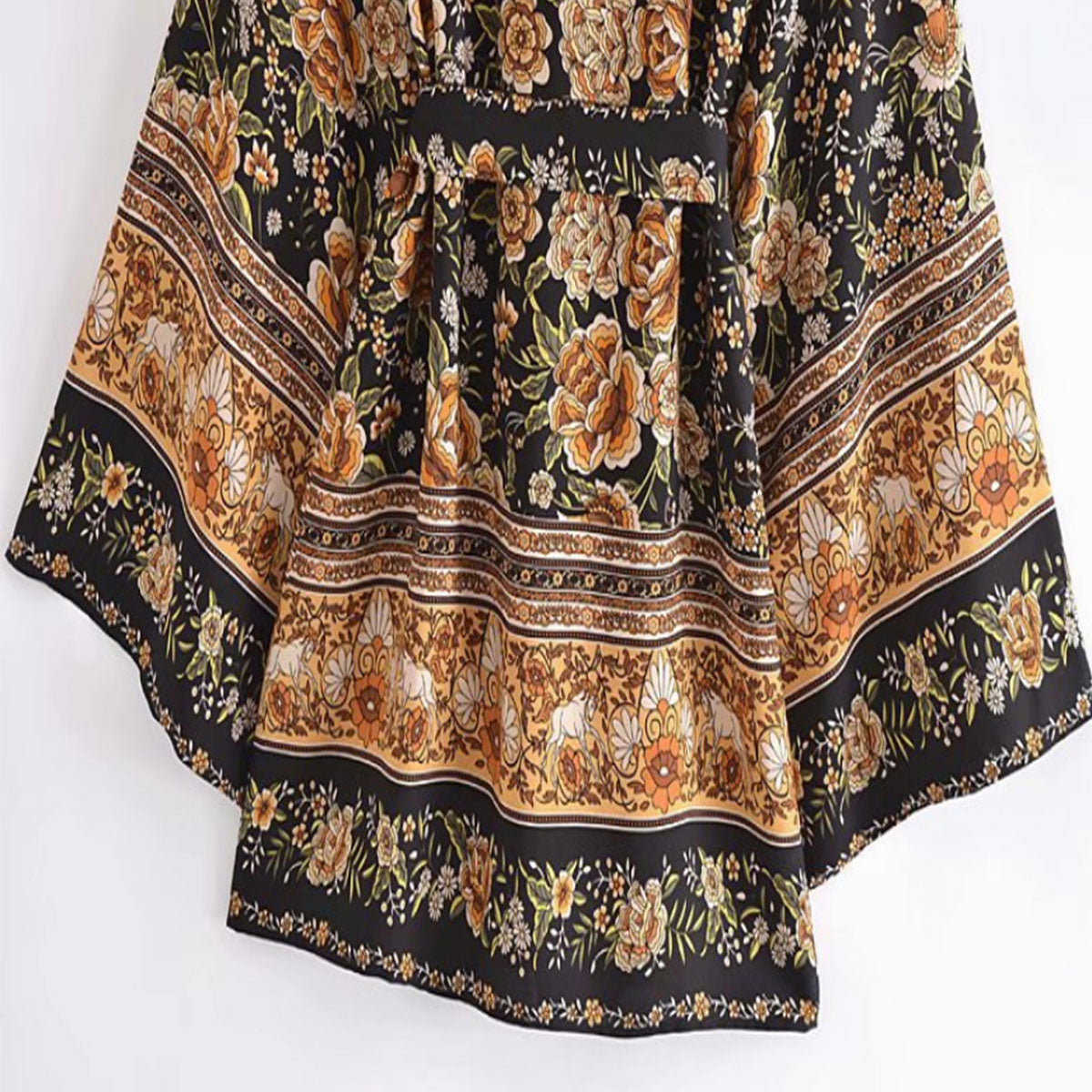 Midnight Pony Boho Floral Print Short Robe