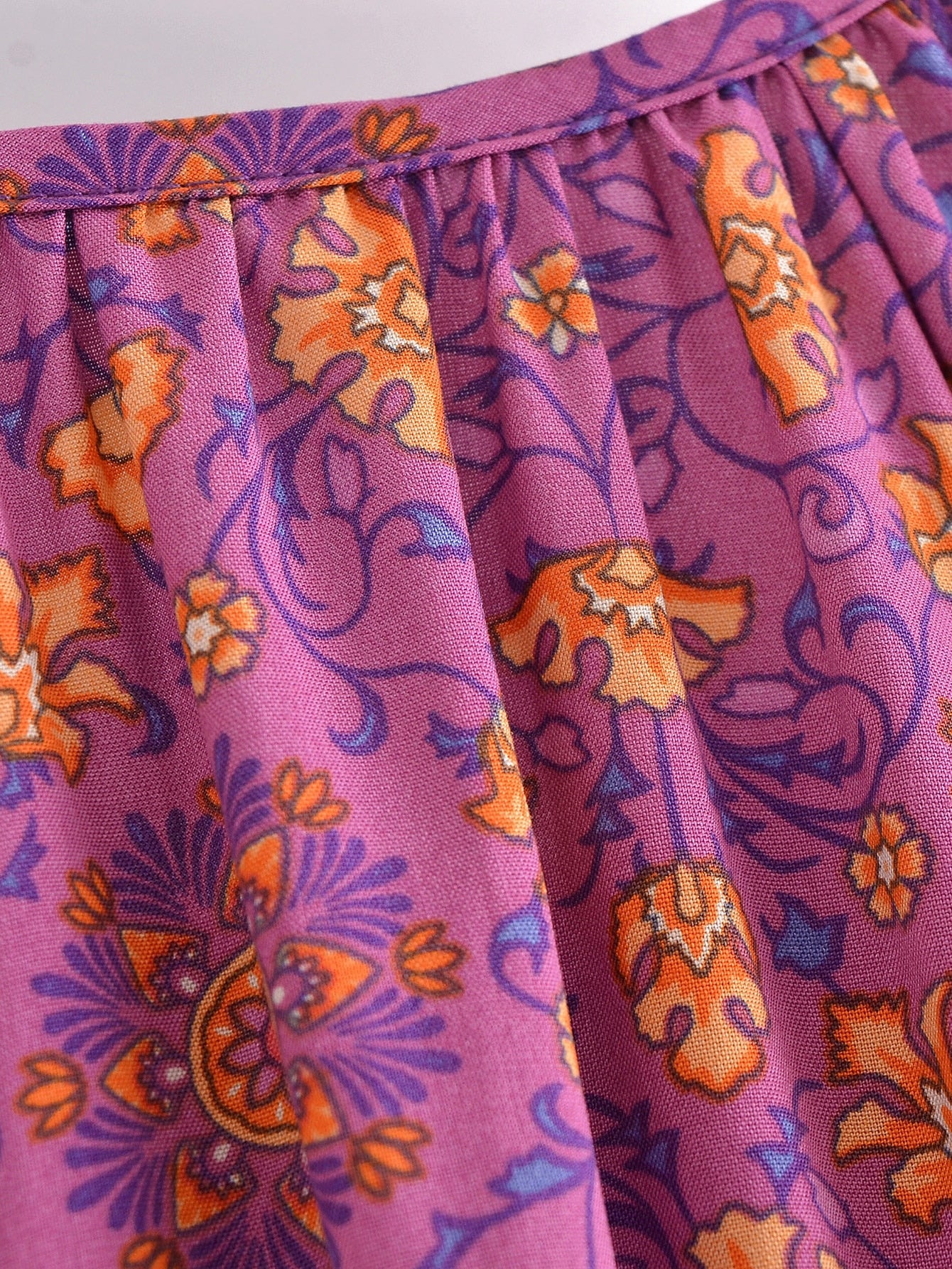 Forever Fuchsia Boho Floral Print Long Sleeve Blouse