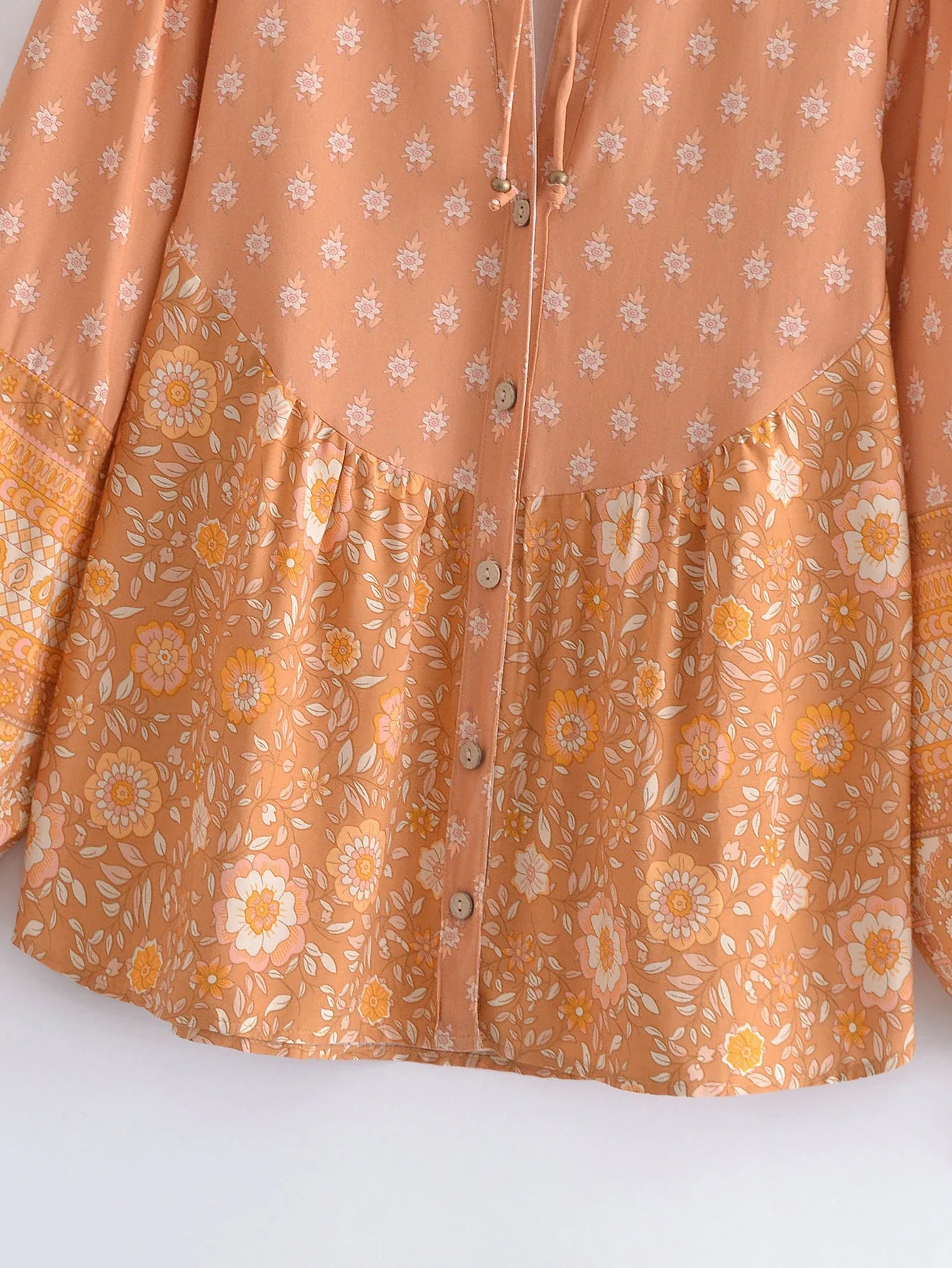 Sienna Sands Boho Floral Print Long Sleeve Blouse