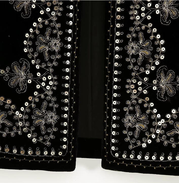 Black Boho Sequin Embroidered Vest