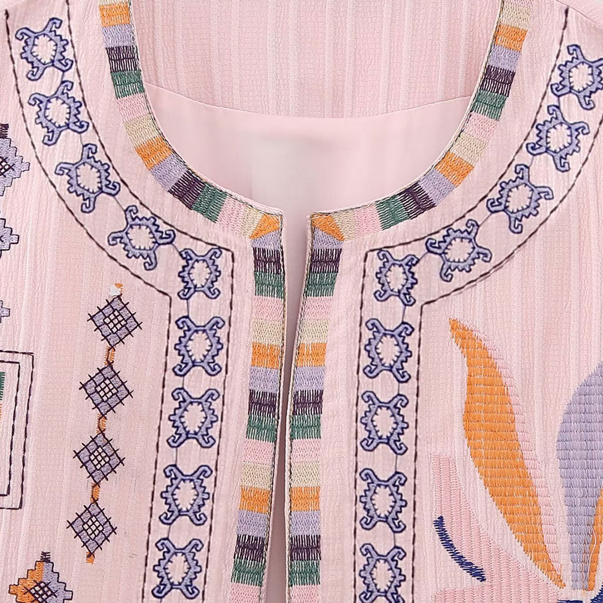 Pink Boho Floral Embroidered Vest