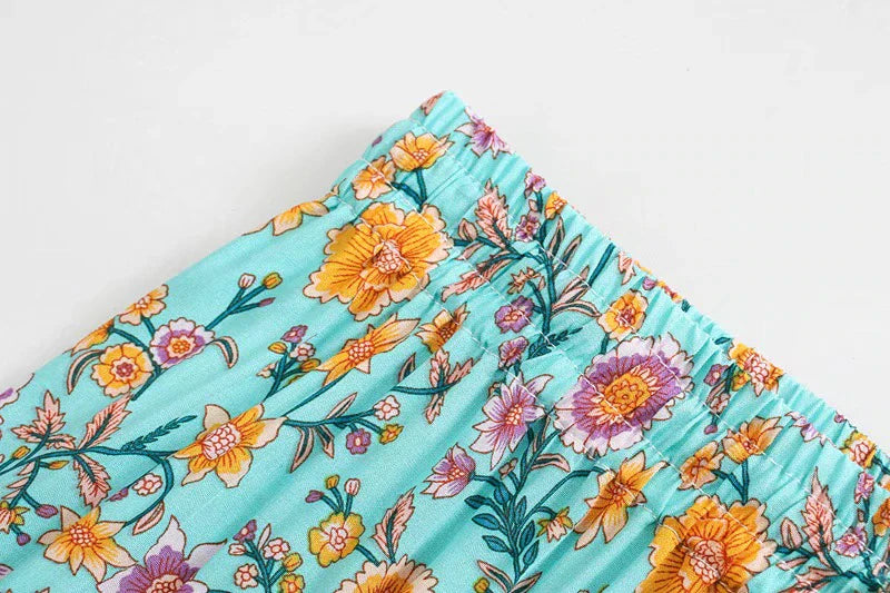 Celeste Boho Floral Print Midi Skirt