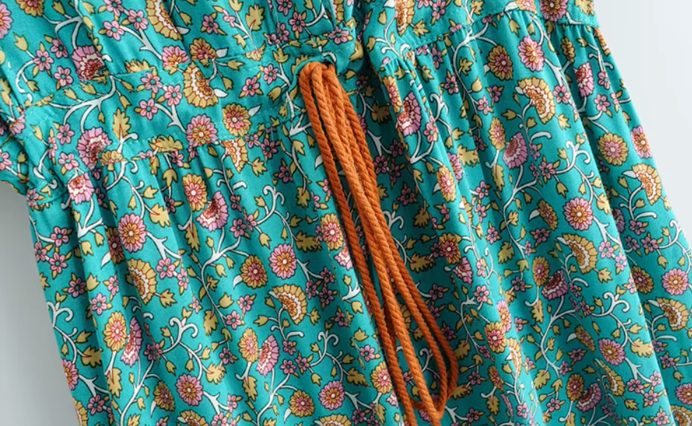 Coastal Charm Boho Floral Print Maxi Dress
