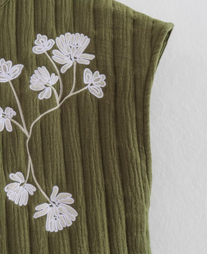 Olive Blooms Boho Floral Embroidered Vest