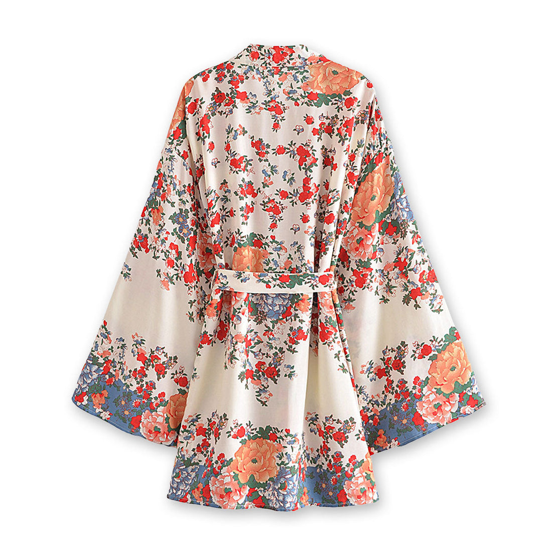 Wedding White Boho Floral Print Short Robe