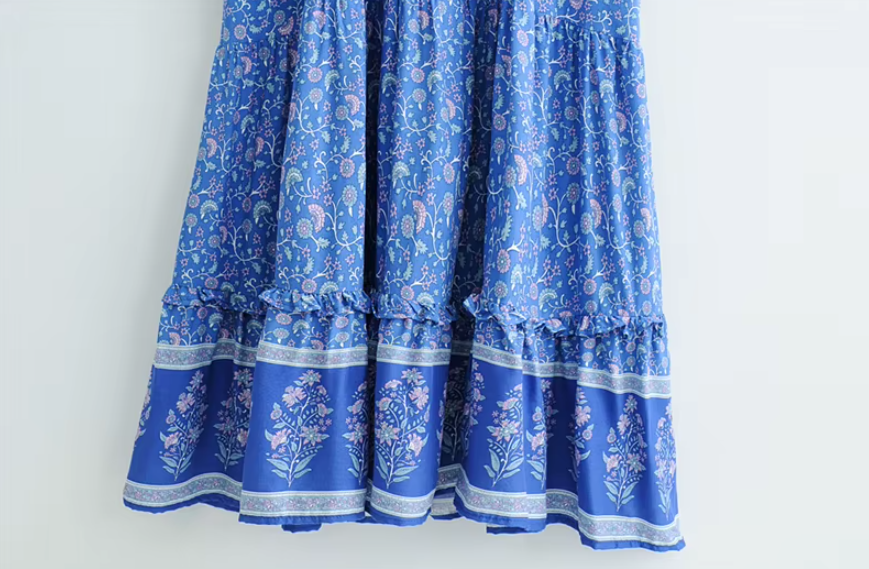 Whispering Willow Boho Floral Print Maxi Dress