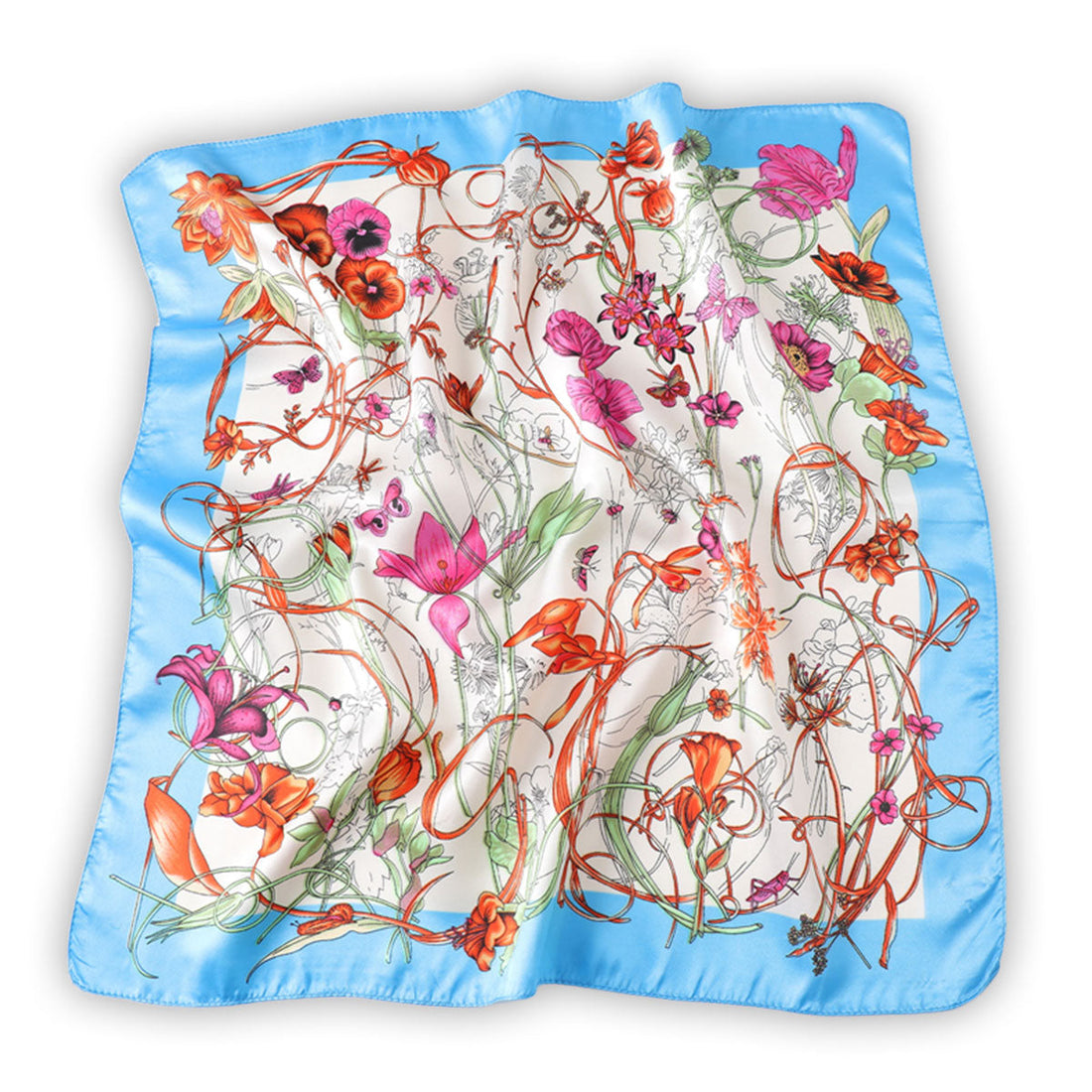 Azure Blue Floral Boho Scarf