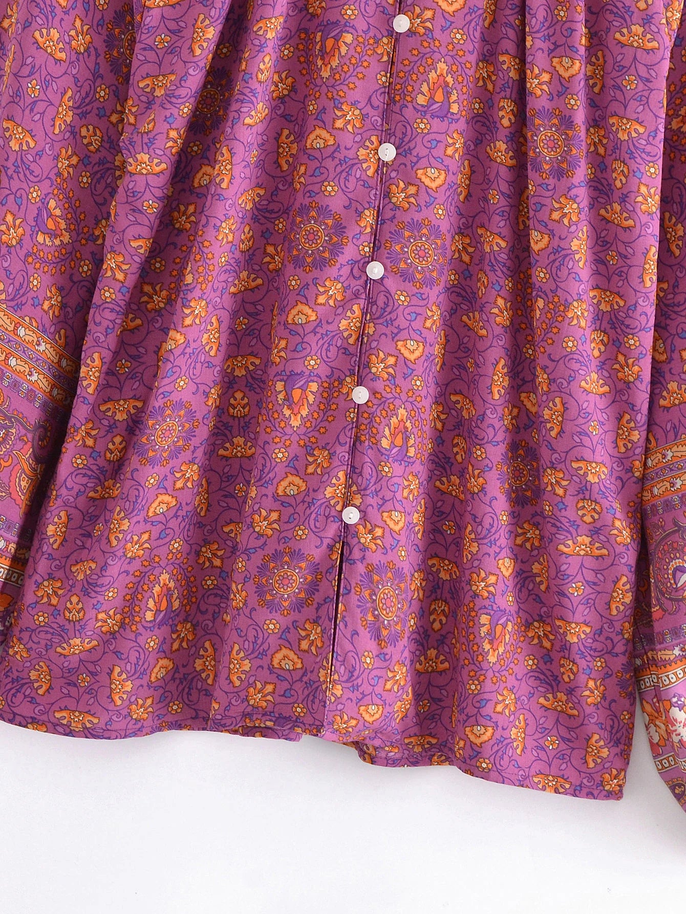 Forever Fuchsia Boho Floral Print Long Sleeve Blouse