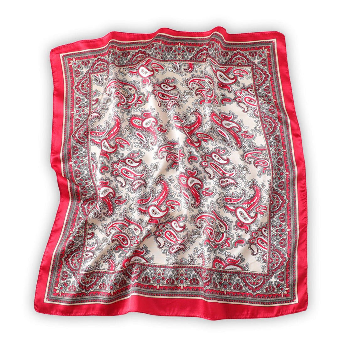 Crimson Red Paisley Boho Scarf