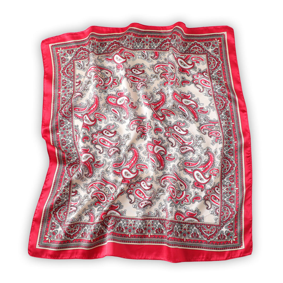 Crimson Red Paisley Boho Scarf