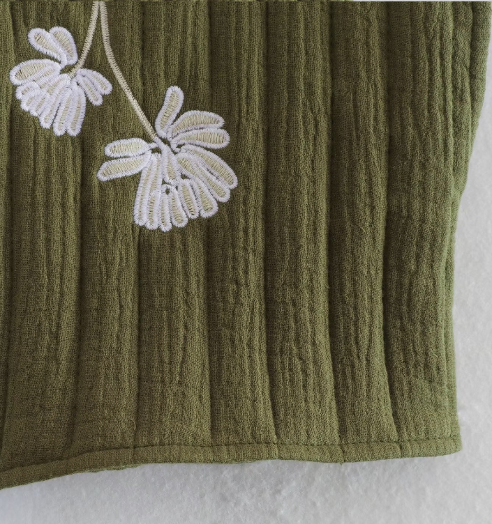 Olive Blooms Boho Floral Embroidered Vest