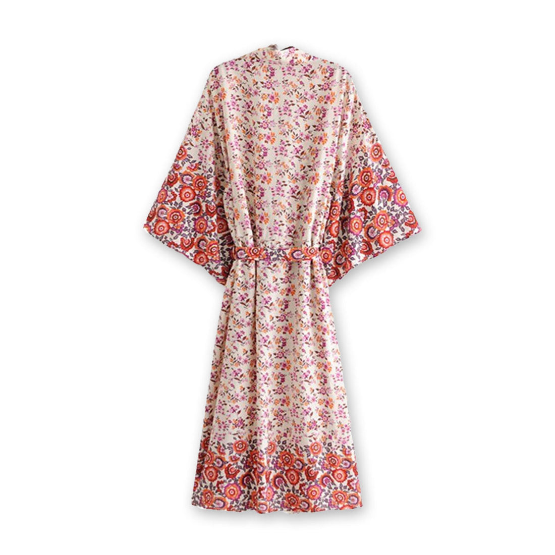 Poppy Blossom Boho Floral Print Maxi Robe