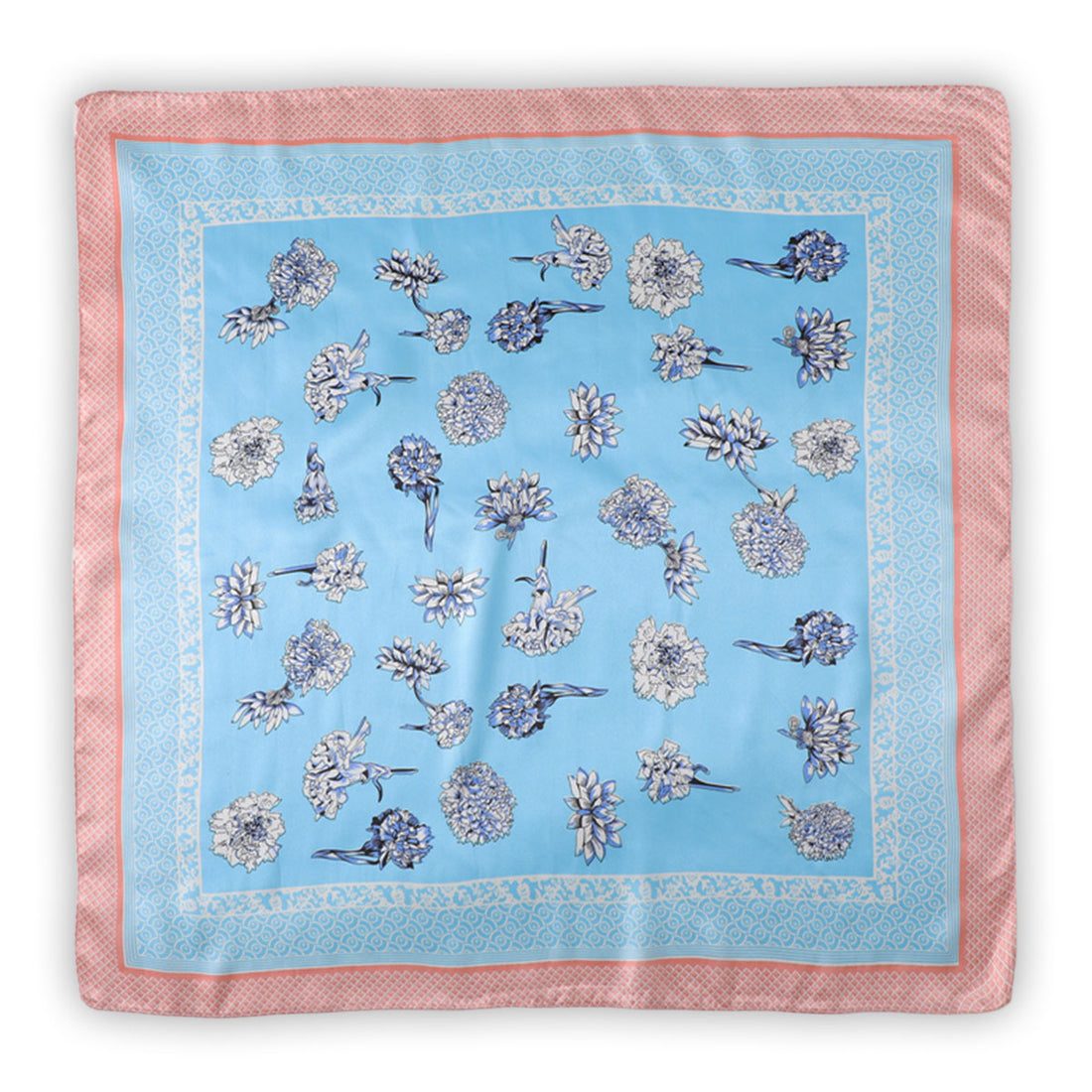 Cerulean Blue Floral Boho Scarf