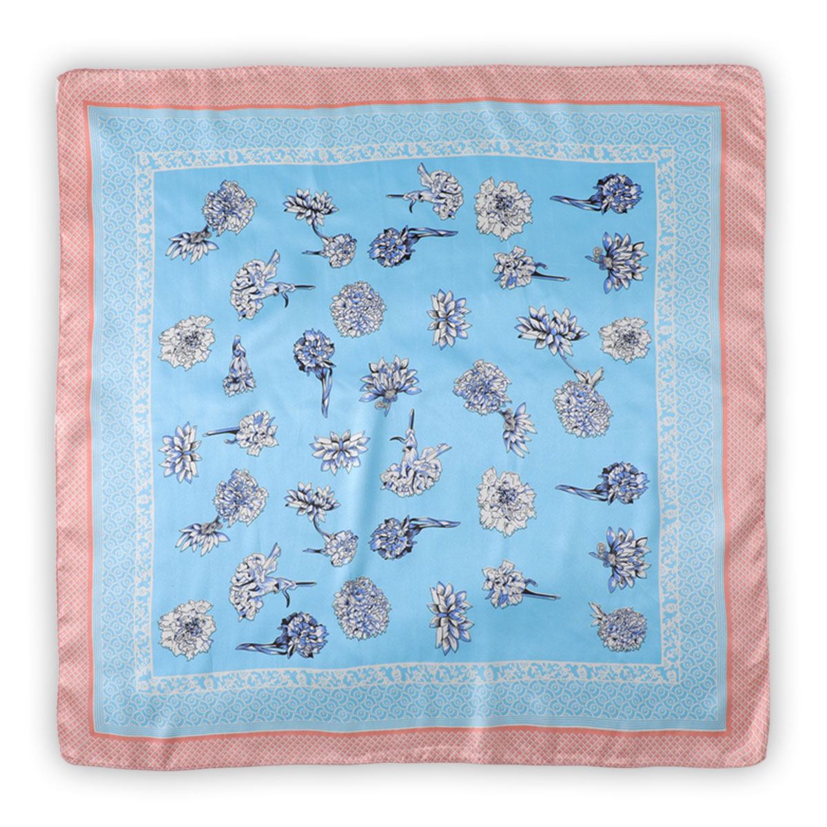 Cerulean Blue Floral Boho Scarf