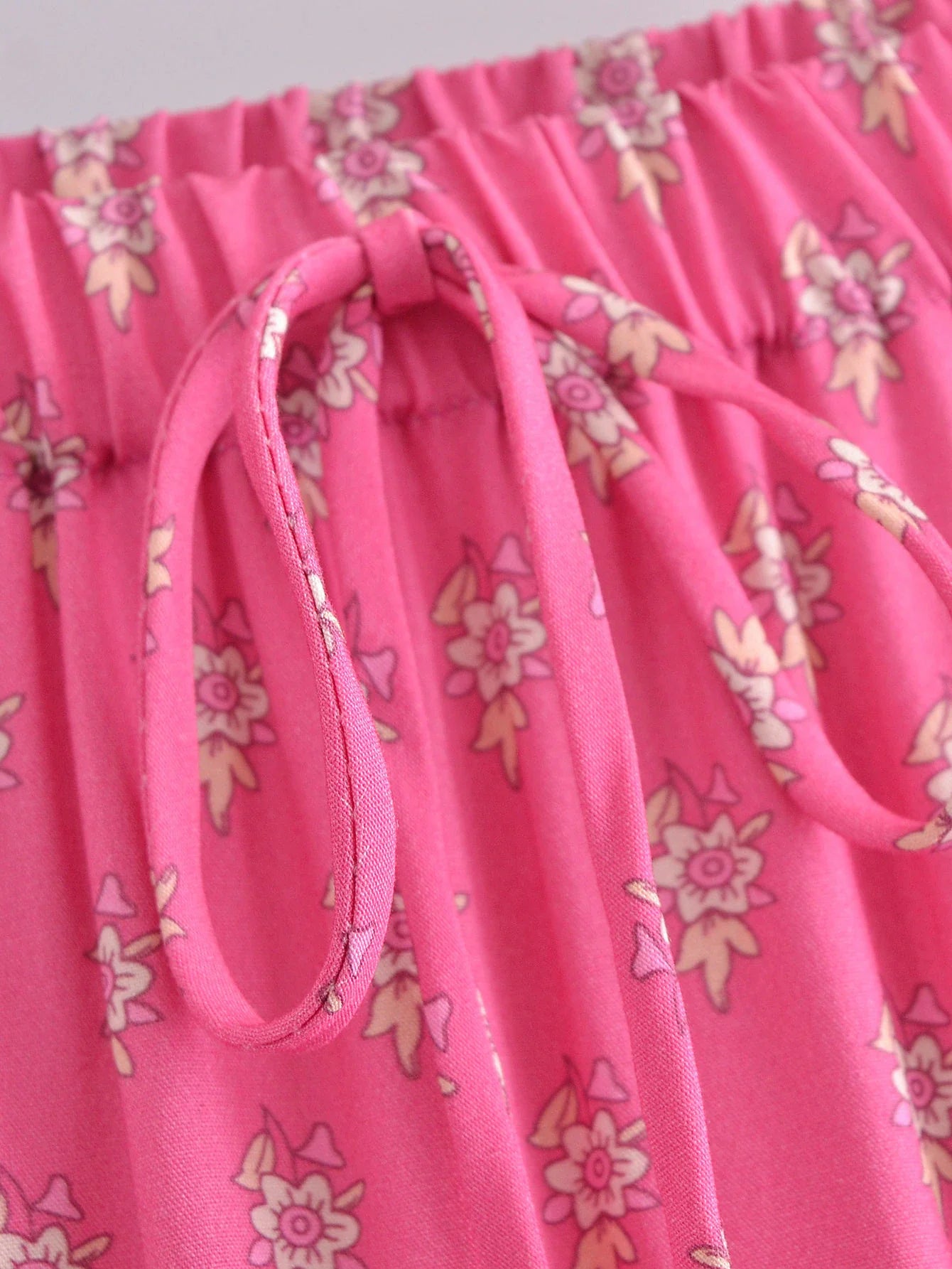 Capri Pink Floral Print Boho Maxi Skirt
