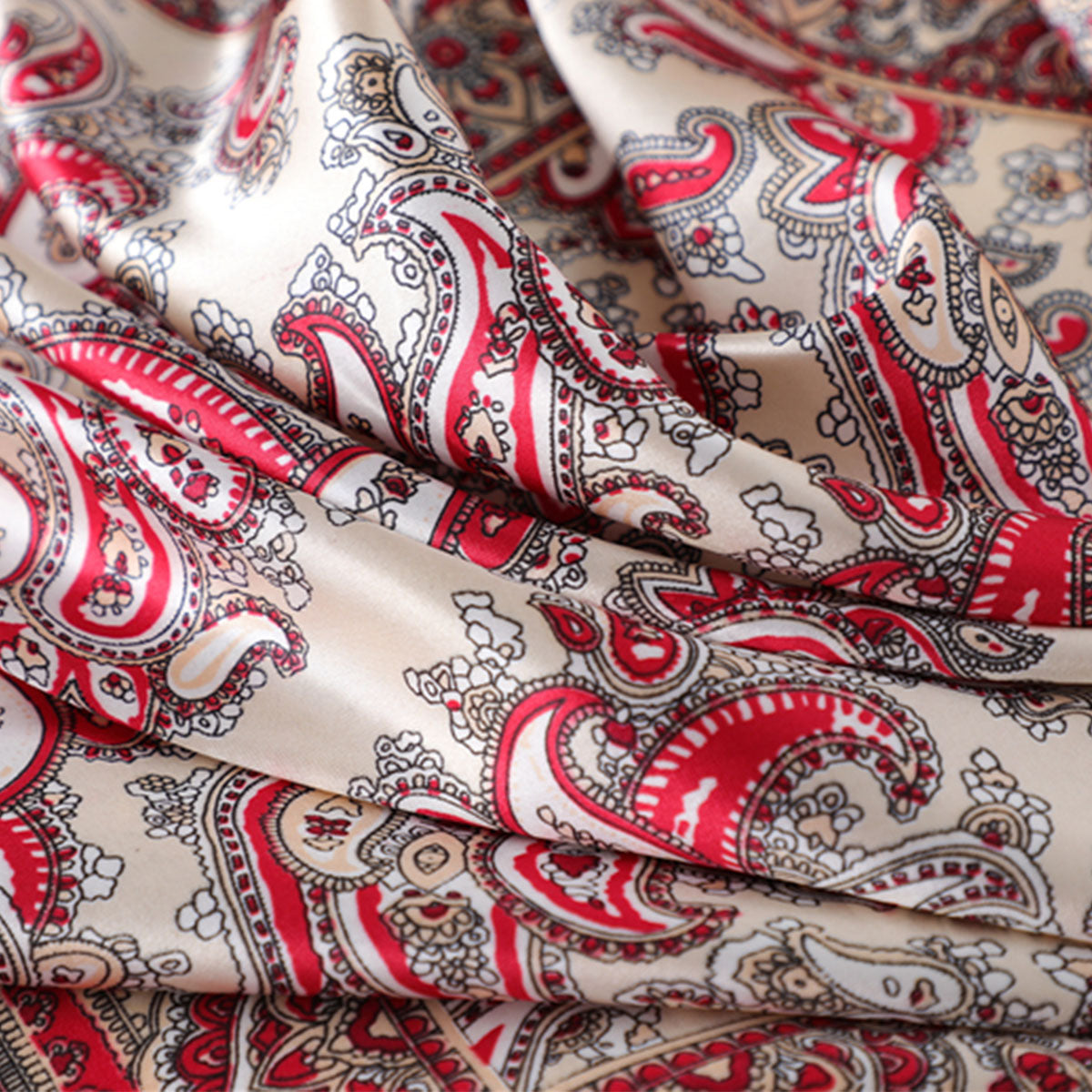 Crimson Red Paisley Boho Scarf
