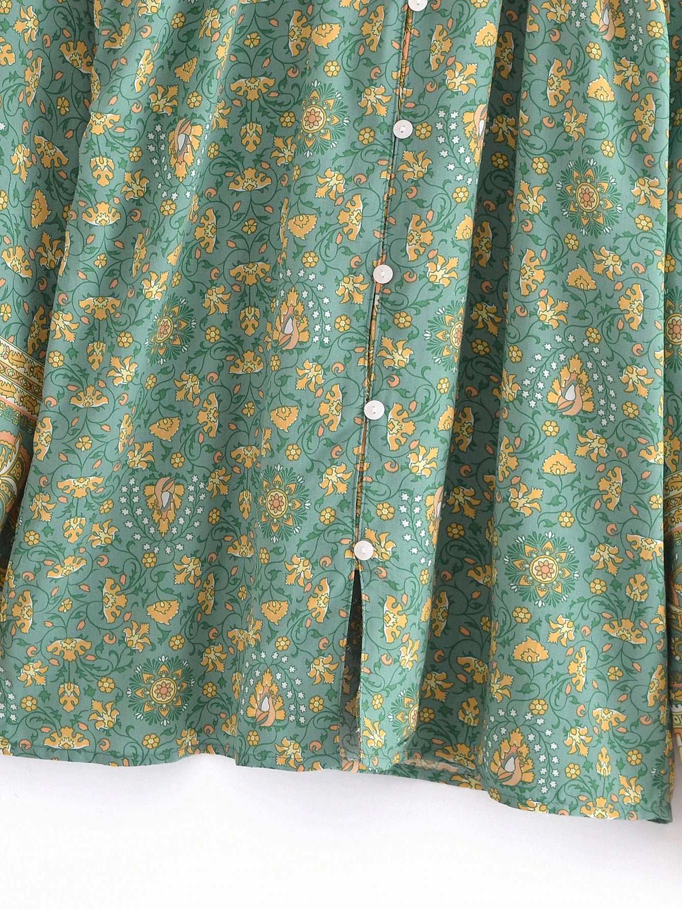 Sweet Basil Boho Floral Print Long Sleeve Blouse