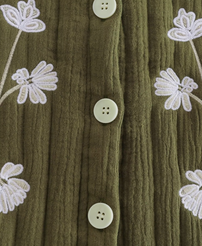 Olive Blooms Boho Floral Embroidered Vest