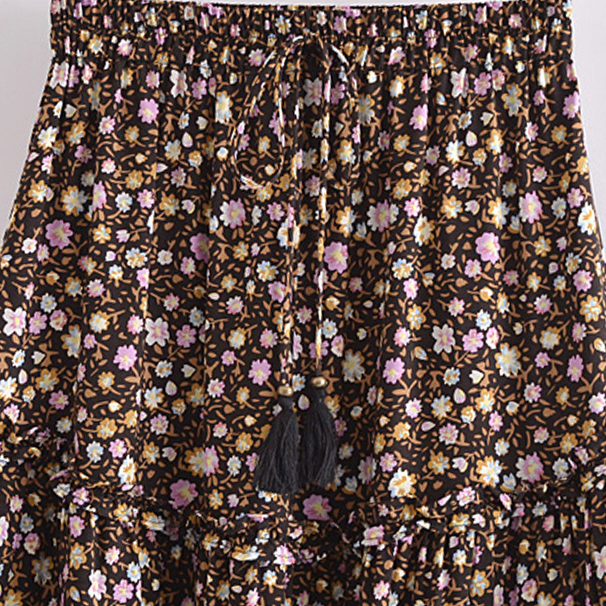 Wild Lavender Boho Floral Print Mini Skirt