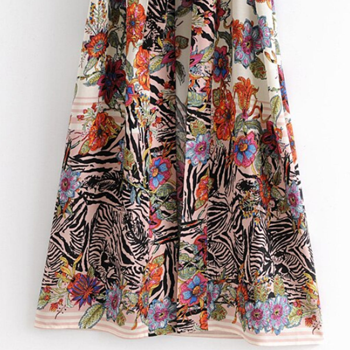 Zebra Print Boho Floral Maxi Robe