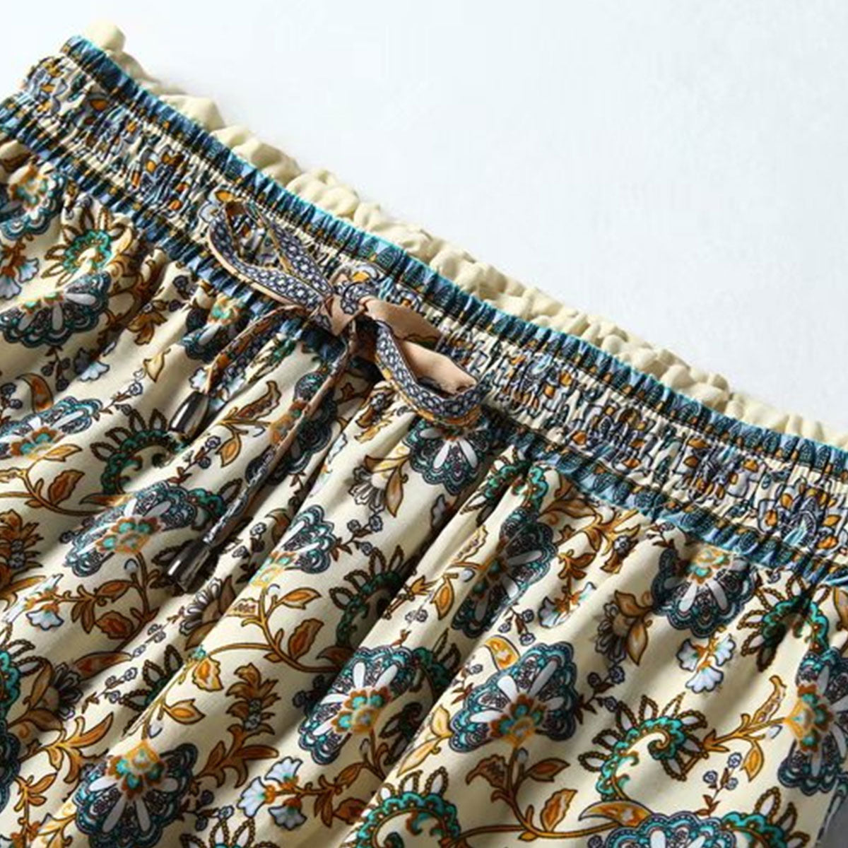 Blue Haven Boho Floral Print Midi Skirt