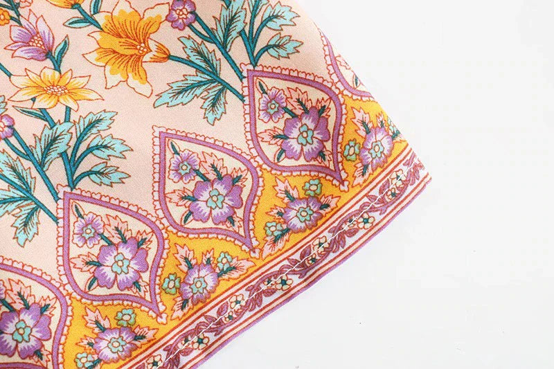 Celeste Boho Floral Print Midi Skirt