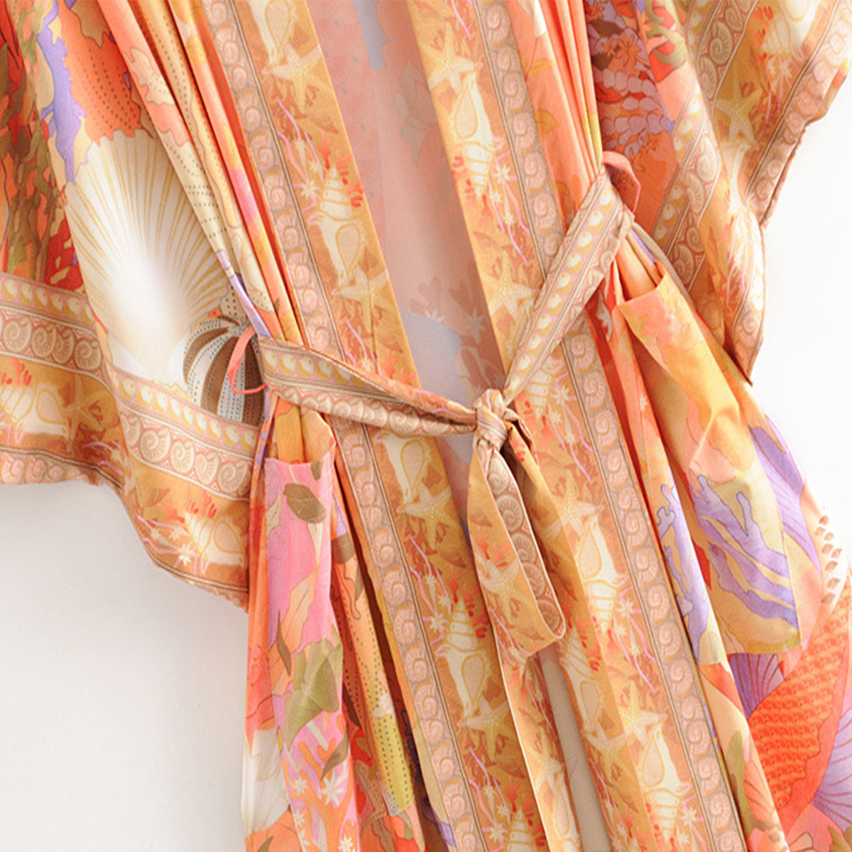 Mermaid Paradise Orange Boho Maxi Robe