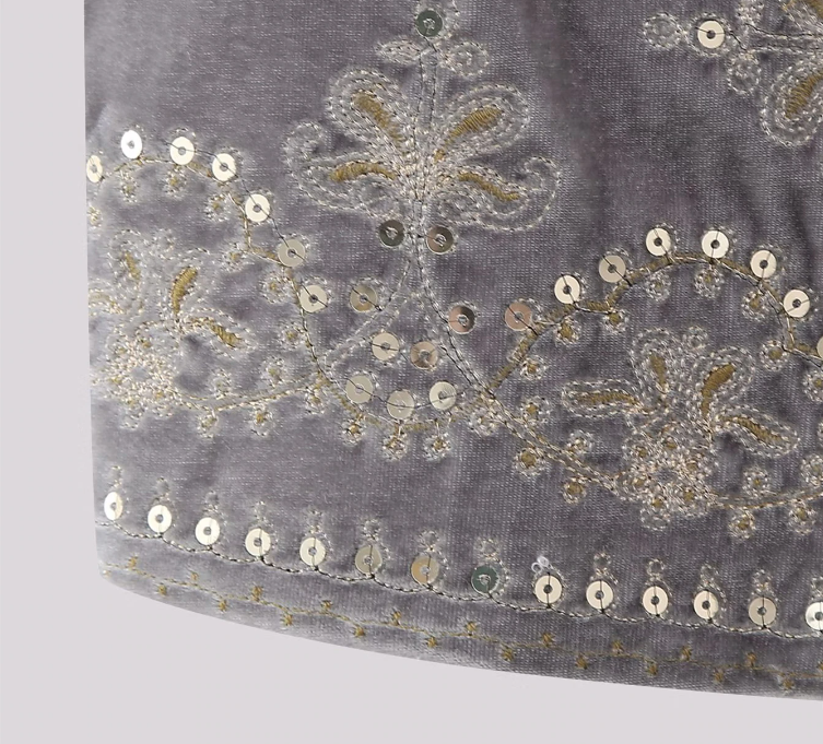 Taupe Boho Sequin Embroidered Vest