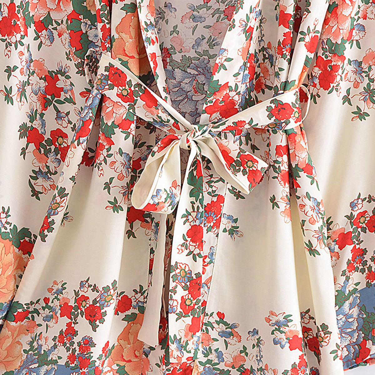 Wedding White Boho Floral Print Short Robe