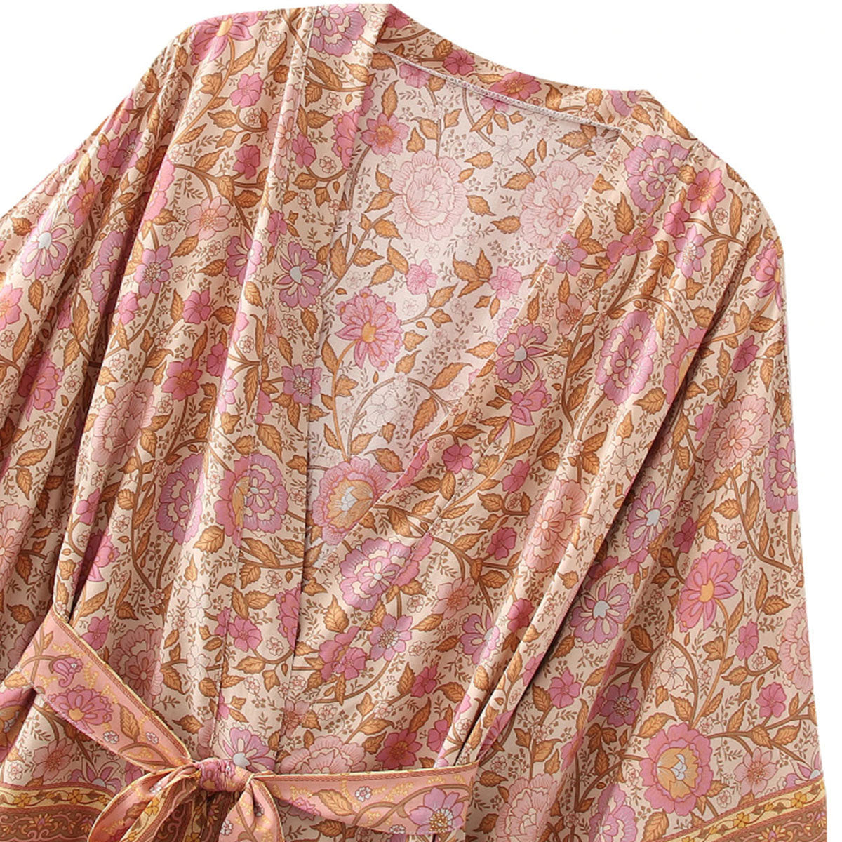 Monticello Rose Boho Floral Print Short Robe