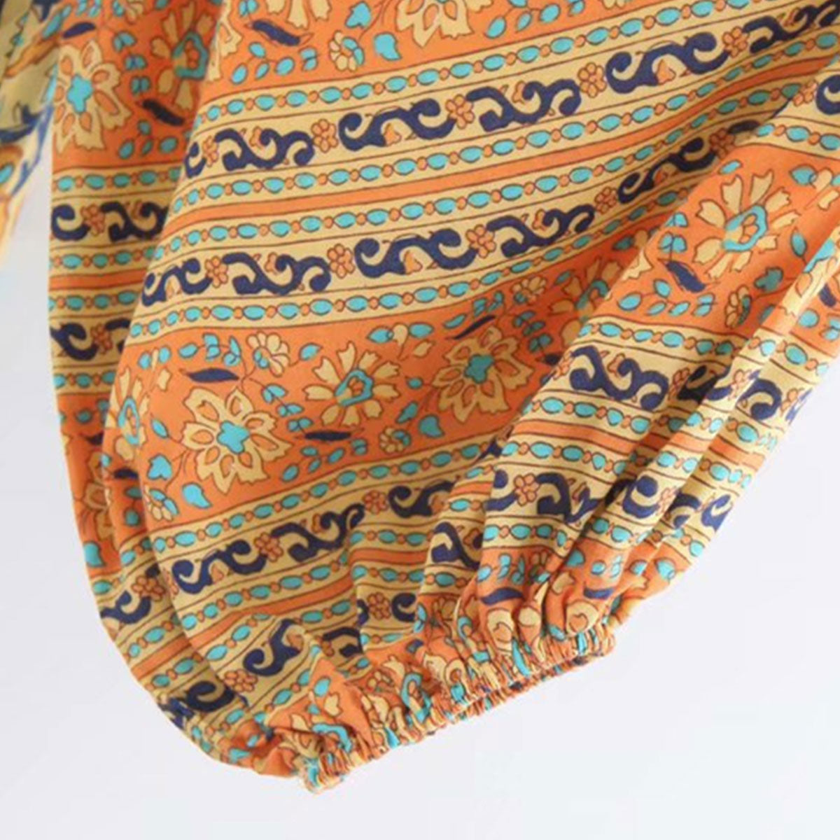 Tuscan Sun Boho Floral Print Long Sleeve Blouse