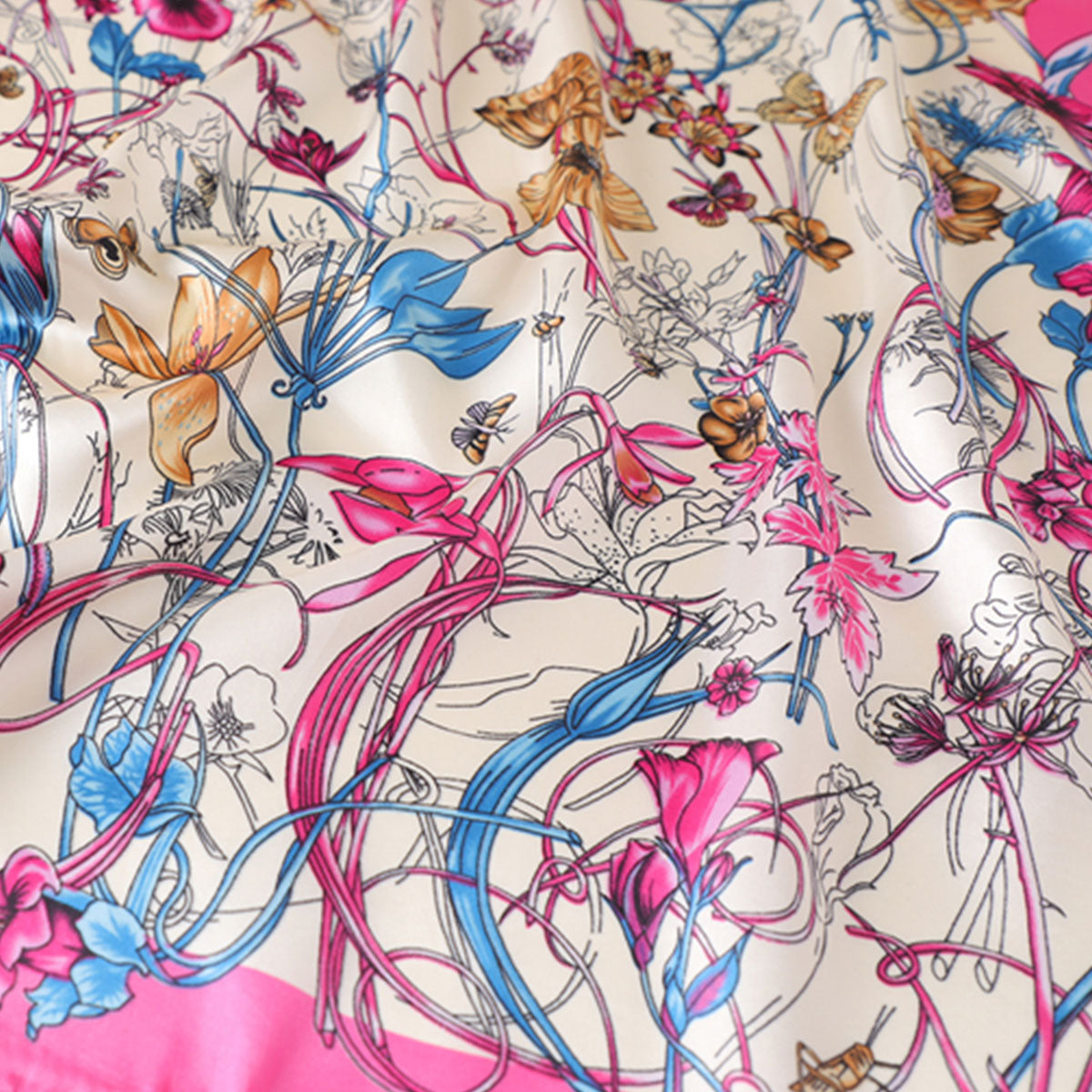 Hot Pink Floral Boho Scarf