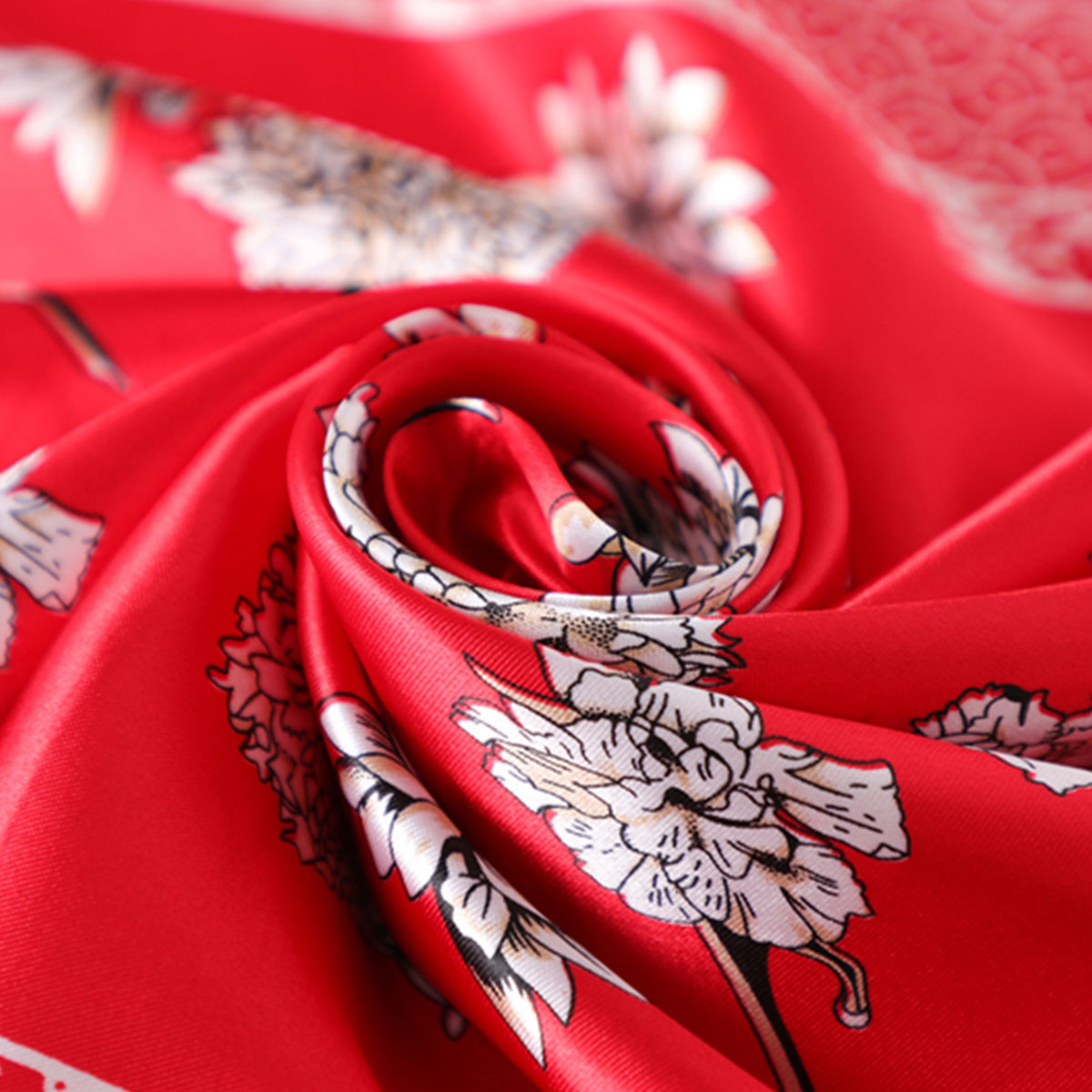 Crimson Red Floral Boho Scarf