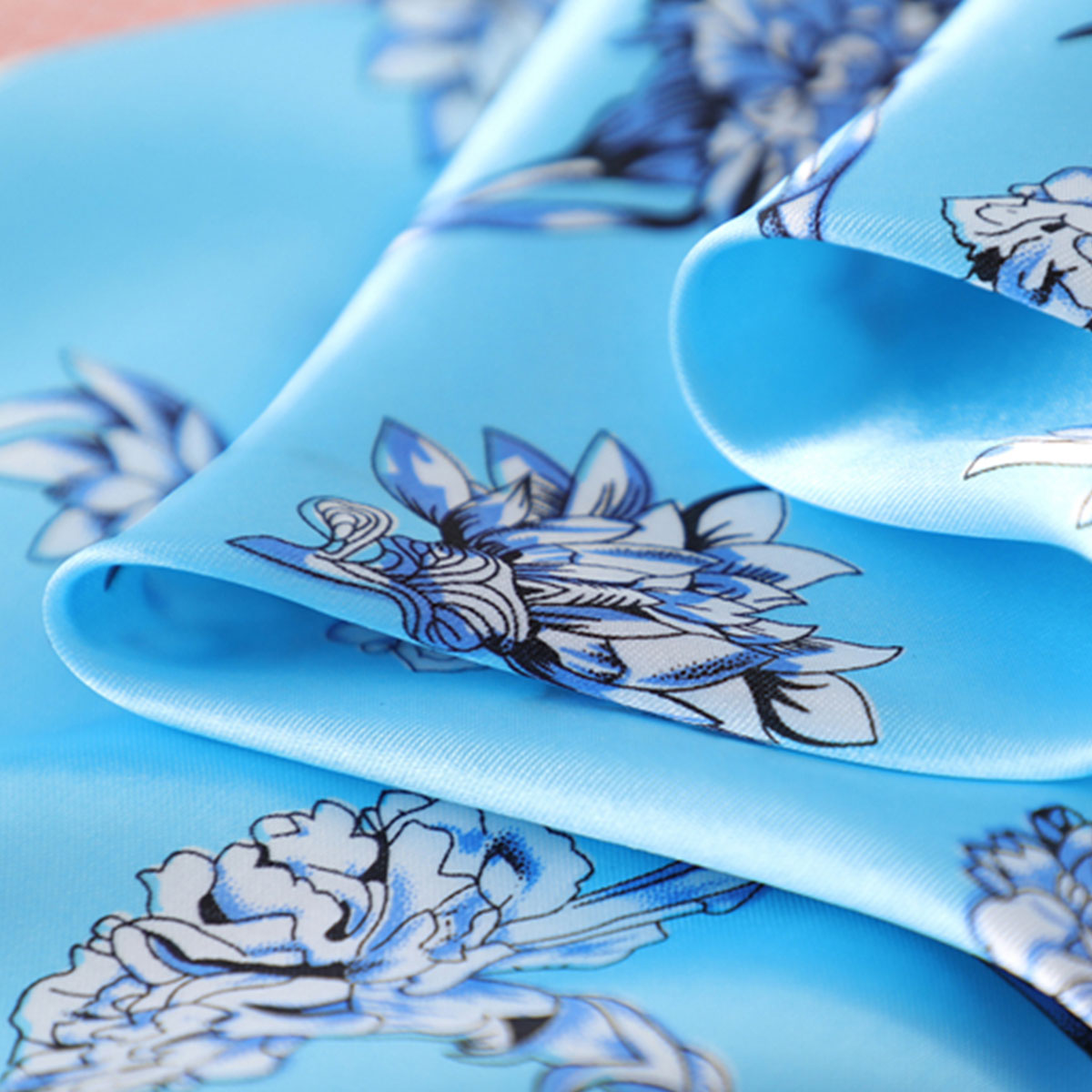 Cerulean Blue Floral Boho Scarf
