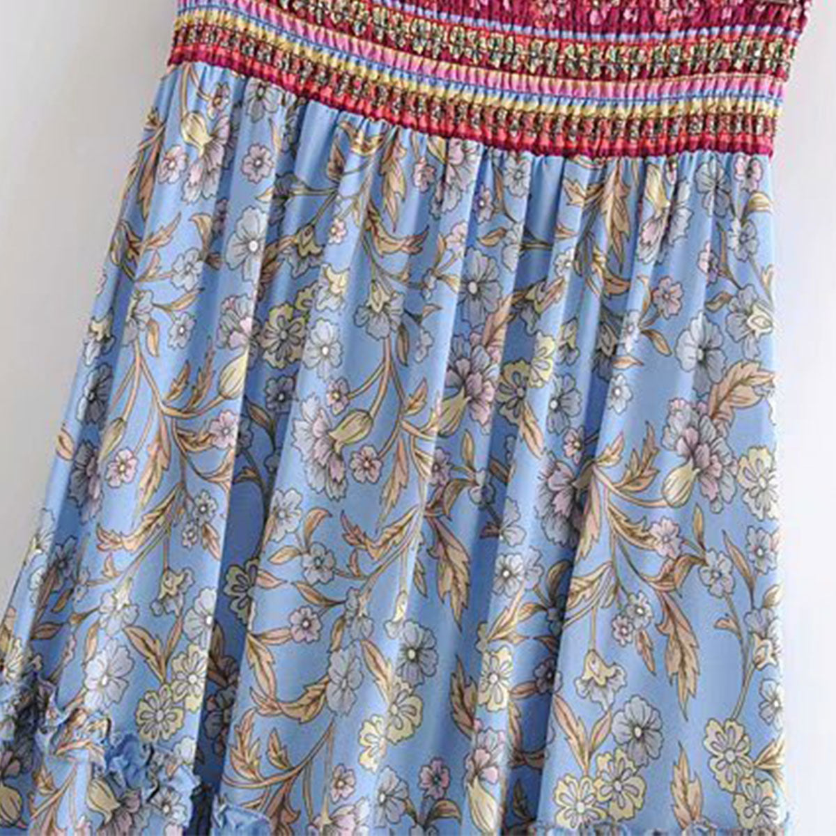 Periwinkle Dream Boho Floral Print Maxi Skirt