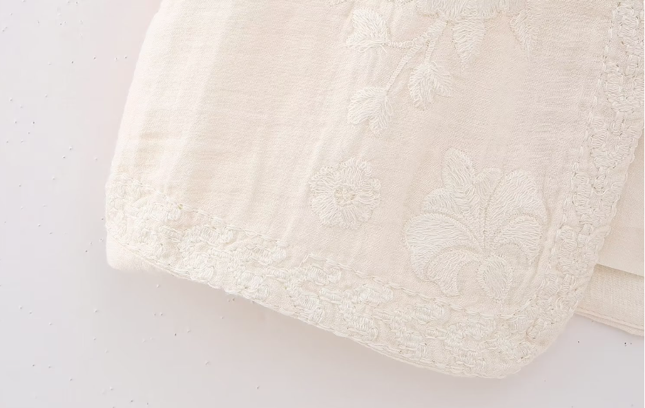 White Blooms Boho Floral Embroidered Vest