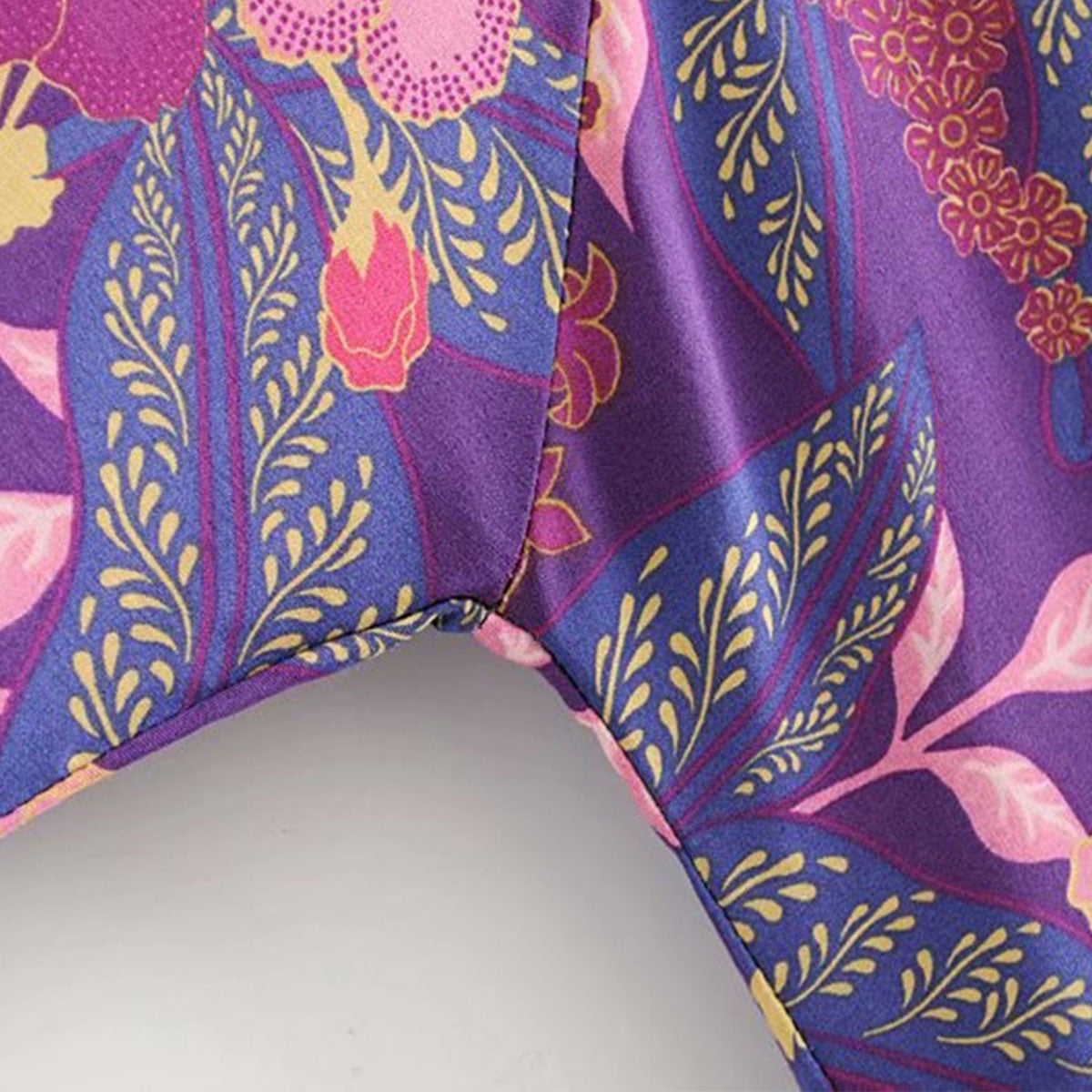 Purple Willow Boho Floral Print Long Sleeve Blouse