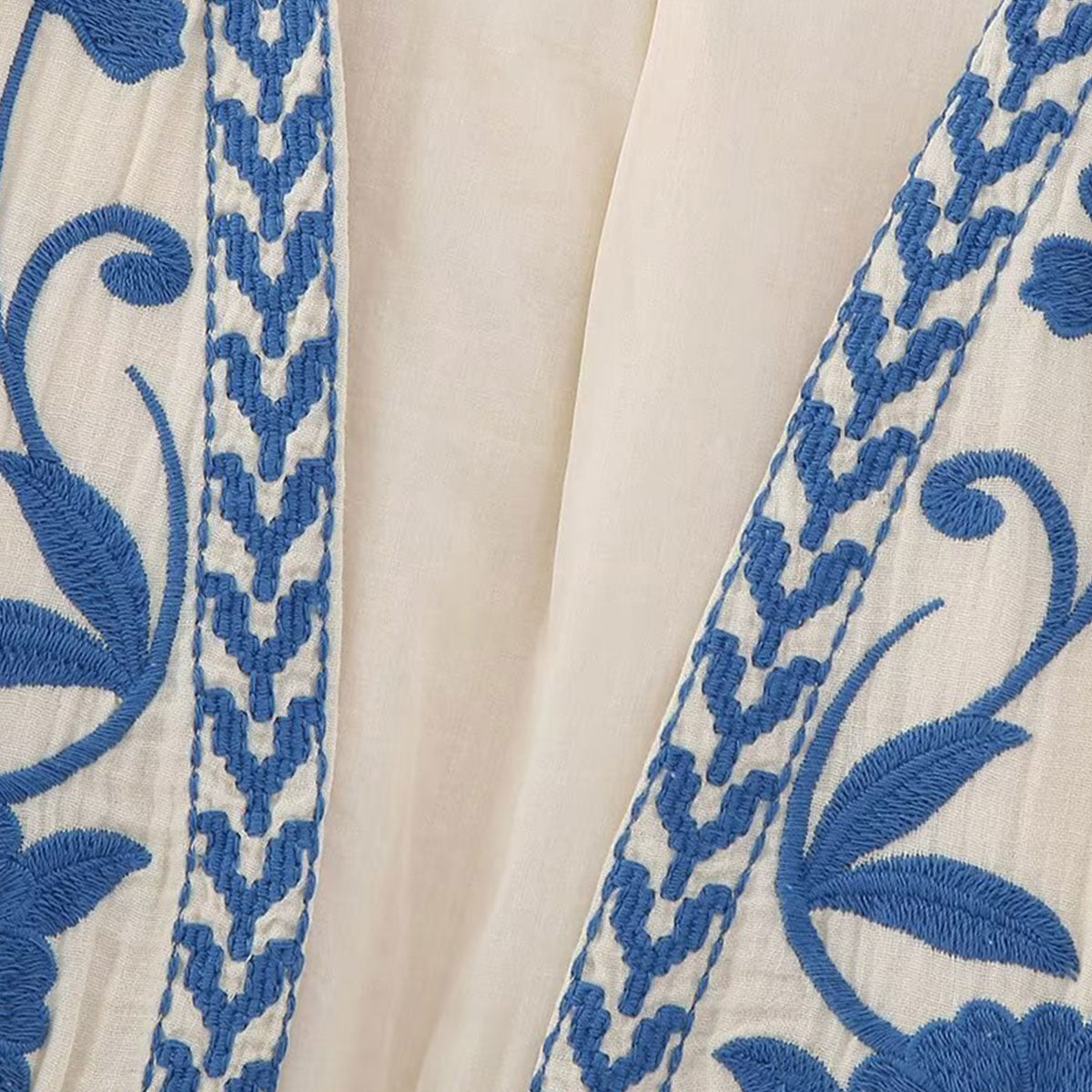 Blue Blooms Boho Floral Embroidered Vest