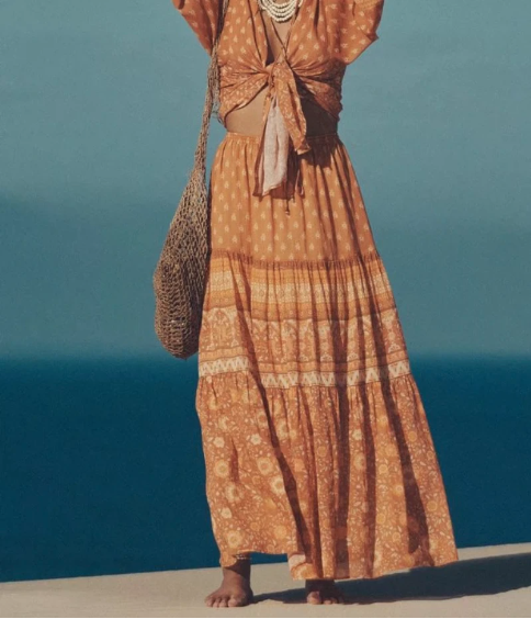 Sienna Sands Floral Print Boho Maxi Skirt