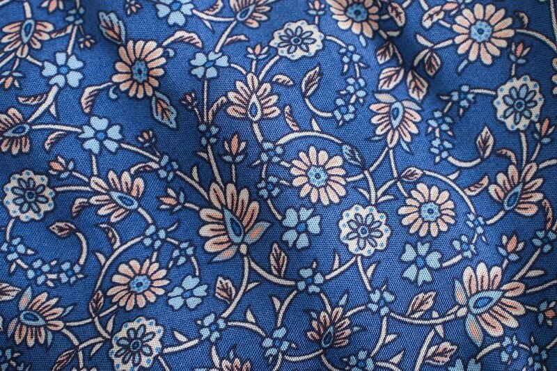 Blue Meadow Boho Floral Print Midi Skirt
