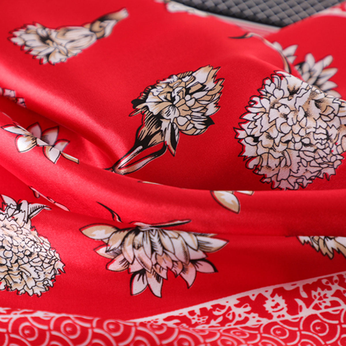 Crimson Red Floral Boho Scarf