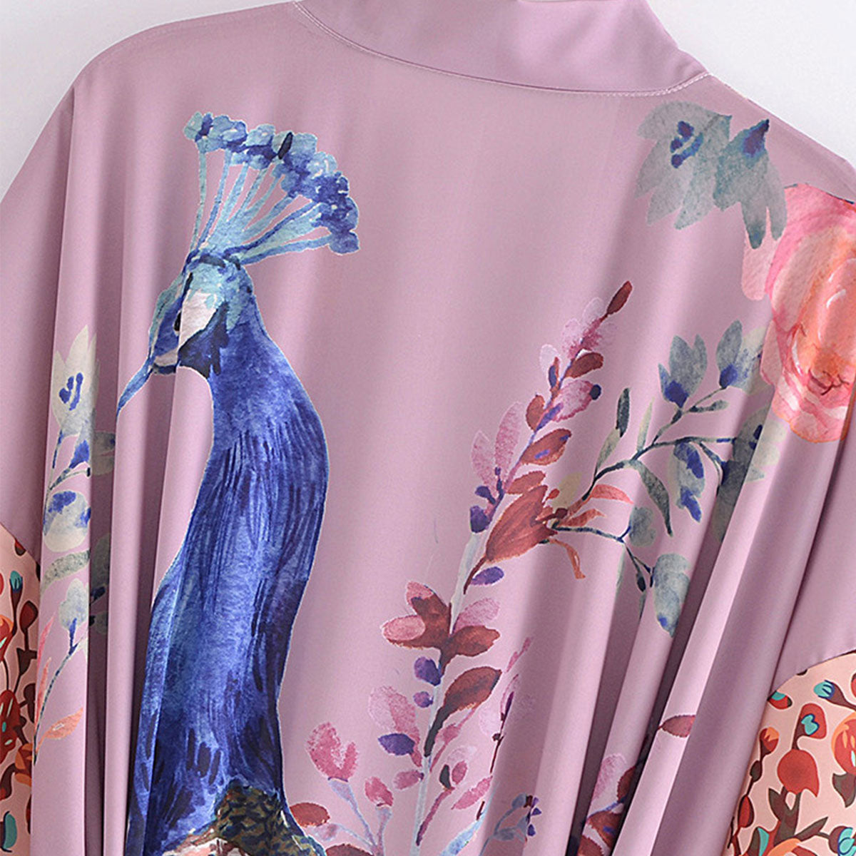 Peacock Dream Boho Floral Print Midi Robe