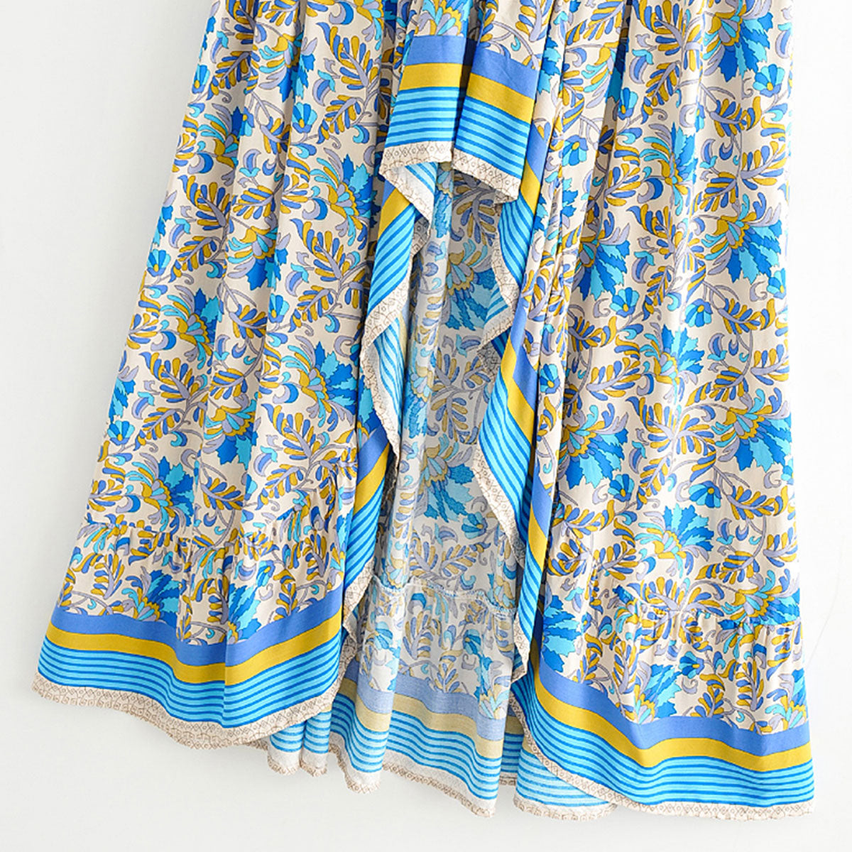 Blue Breeze Boho Floral Print High-Low Maxi Skirt