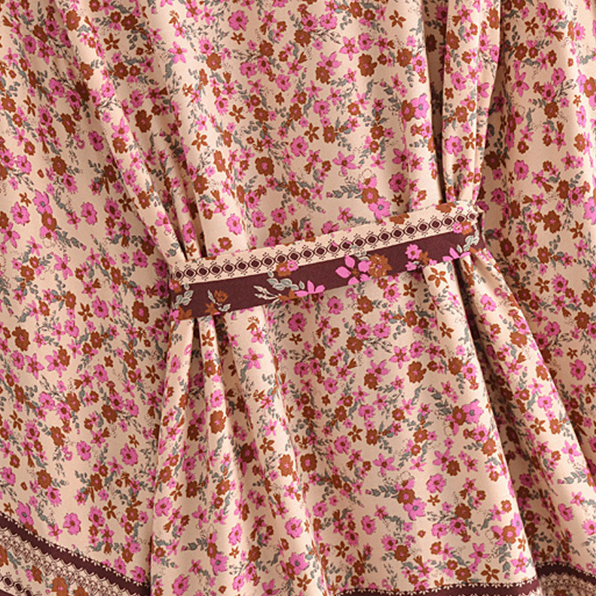 Pink Sangria Boho Floral Print Short Robe