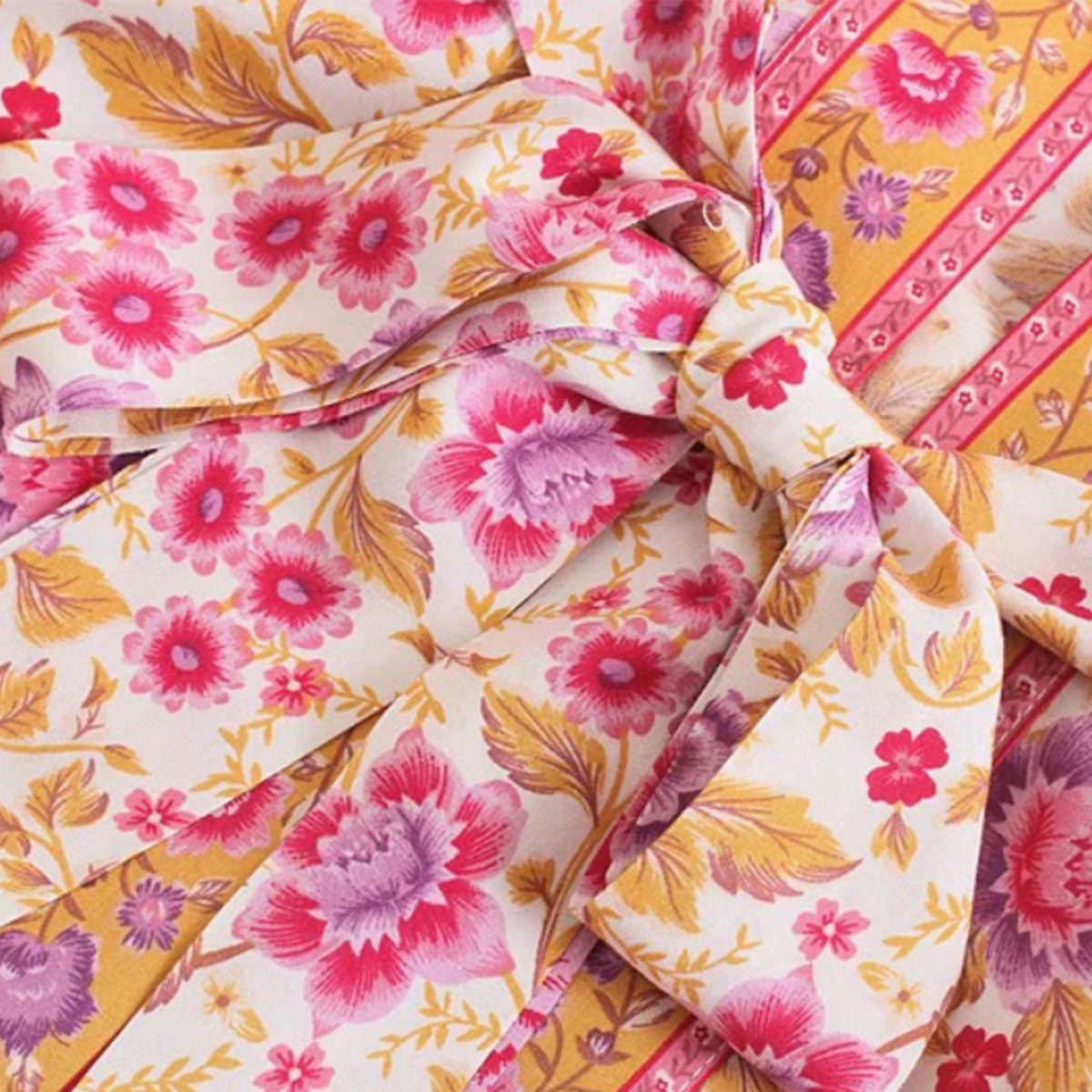 Petal Pink Boho Floral Print Midi Robe