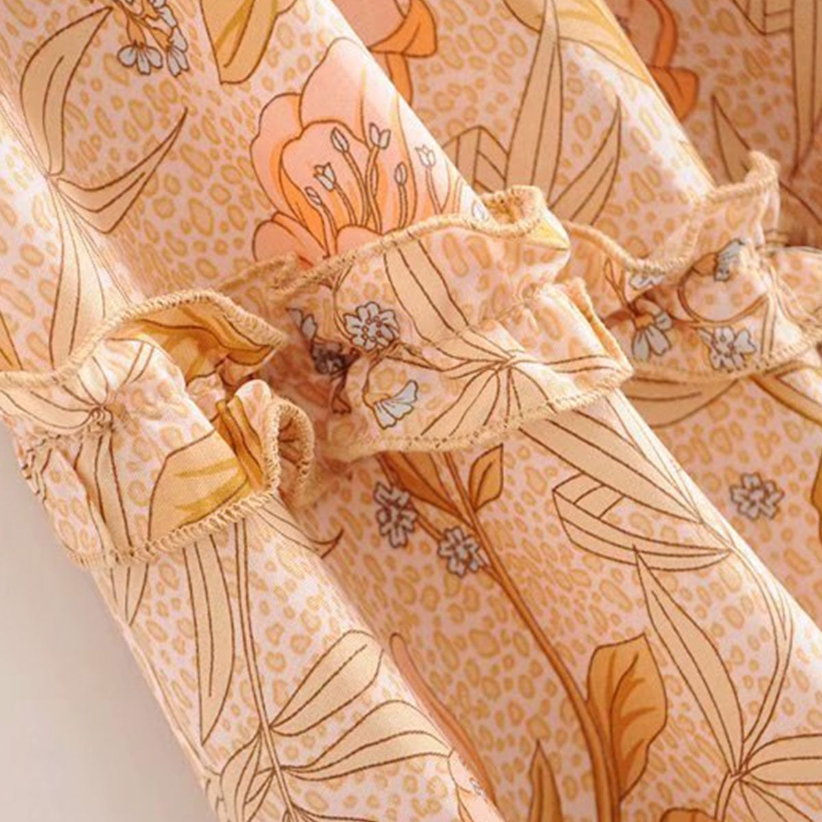 Malibu Peach Boho Floral Print Maxi Skirt