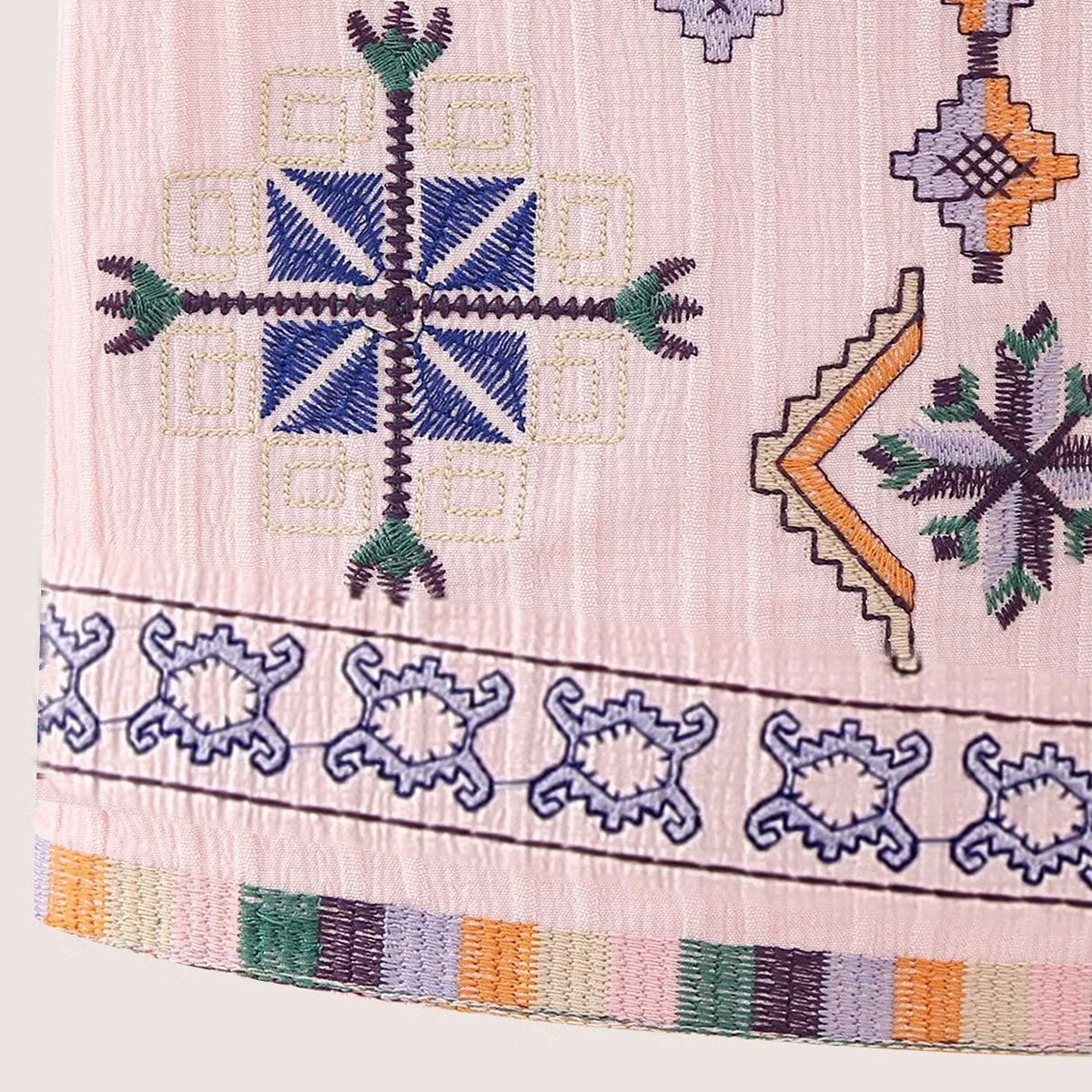 Pink Boho Floral Embroidered Vest