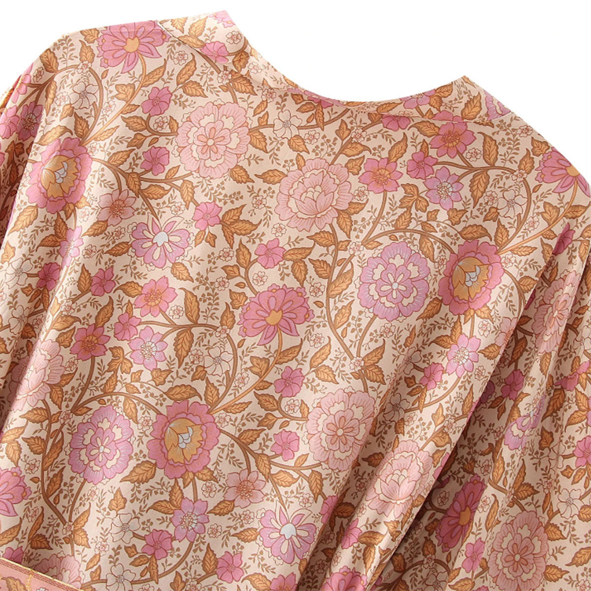 Monticello Rose Boho Floral Print Short Robe